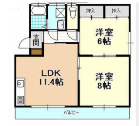 本郷コーポB(2LDK/2階)の間取り写真