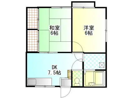 コーポなかや(2DK/2階)の間取り写真