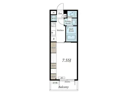 リブリ・SACCO(1K/3階)の間取り写真