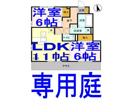 ラコントルC(2LDK/1階)の間取り写真