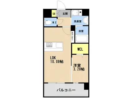 LIBTH箱崎宮前(1LDK/11階)の間取り写真