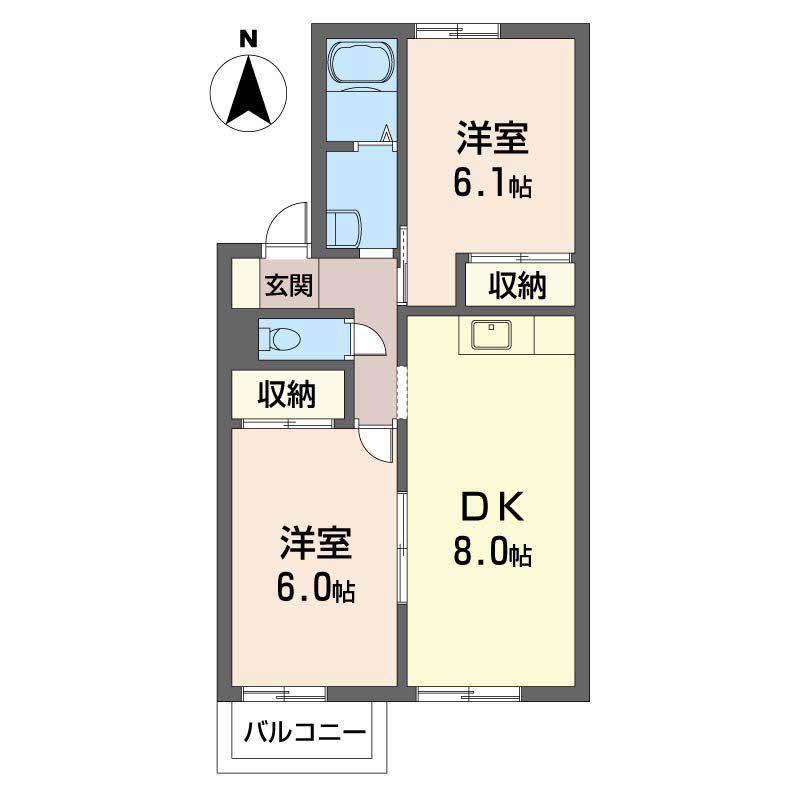 コルキスソード(2DK/2階)の間取り写真