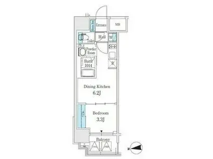 PONANT鶴舞公園(1DK/6階)の間取り写真