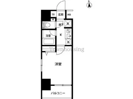 ルクレ錦糸町(1K/9階)の間取り写真