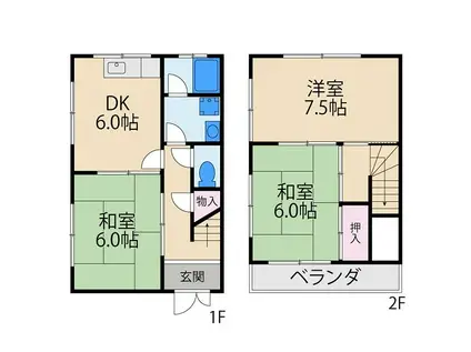 土井ハウス(3DK/1階)の間取り写真
