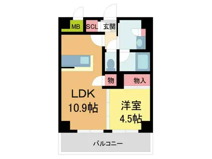 REFISIA西宮(1LDK/2階)の間取り写真