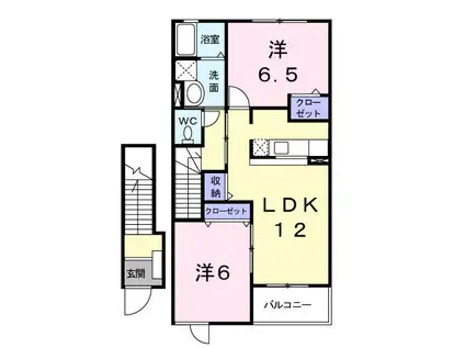 クレメントE(2LDK/2階)の間取り写真