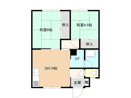 時和マンション(2LDK/1階)の間取り写真