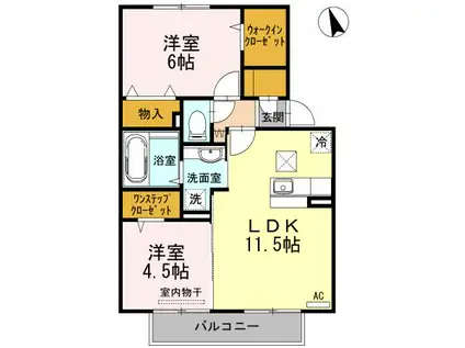 グランエトワール A棟(2LDK/1階)の間取り写真