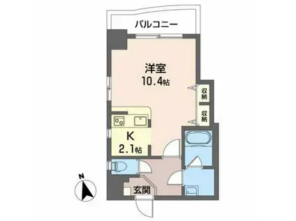 ウイング城南通(ワンルーム/2階)の間取り写真