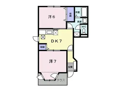 クレストハイムC(2DK/1階)の間取り写真