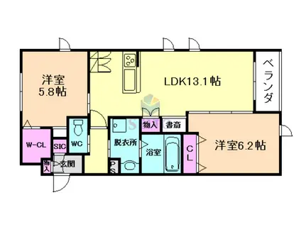 エアミティー江坂(2LDK/3階)の間取り写真