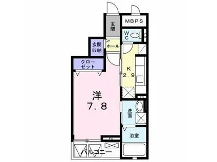 CROSS RIVER(1K/3階)の間取り写真