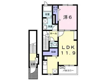 マジェスティックⅢ(1LDK/2階)の間取り写真