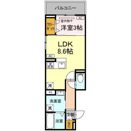 ルナジア(1LDK/2階)の間取り写真