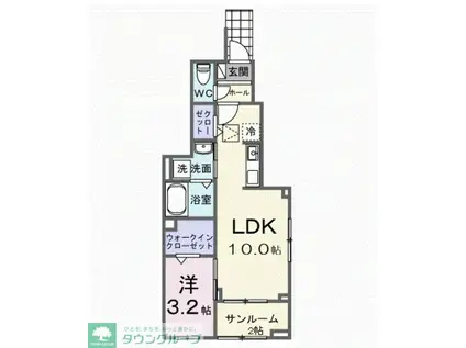 ヒカルサ西大宮(1LDK/1階)の間取り写真