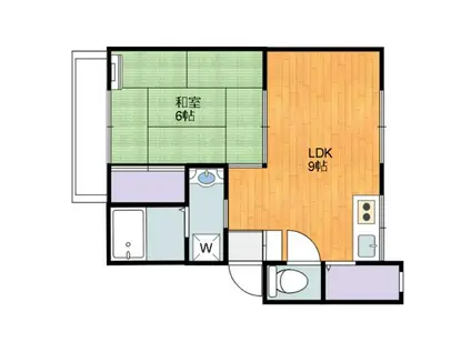 錦織ビル(1LDK/4階)の間取り写真