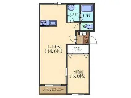 グランメール本通I(1LDK/3階)の間取り写真