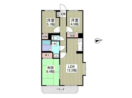 サンライズマンション 熊谷(3LDK/1階)の間取り写真