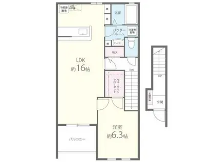 グレイスアニバーサリー西館(1LDK/2階)の間取り写真