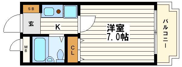 セレッソコート大阪城前(1K/4階)の間取り写真