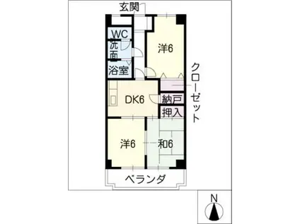 フレスコ・ラヴィエ(3DK/3階)の間取り写真