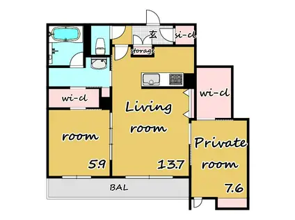 クアドリフォリオ浦和美園(2LDK/3階)の間取り写真