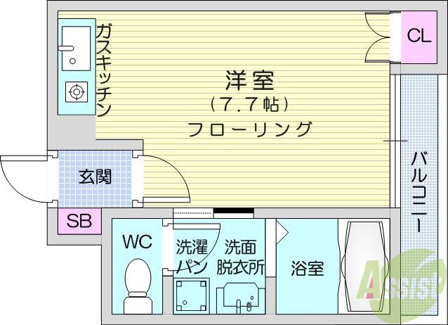 エクセルコート柏木(ワンルーム/2階)の間取り写真