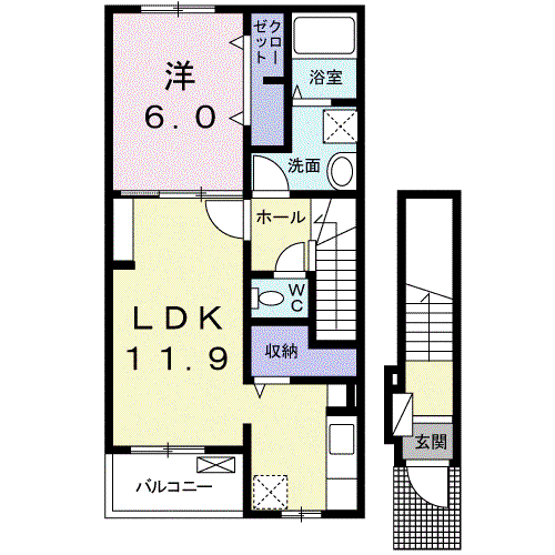 BEST HOUSE III C(1LDK/2階)の間取り写真