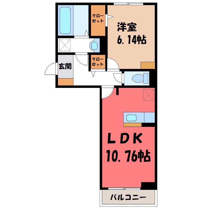 ファーストステージ江木(1LDK/1階)の間取り写真