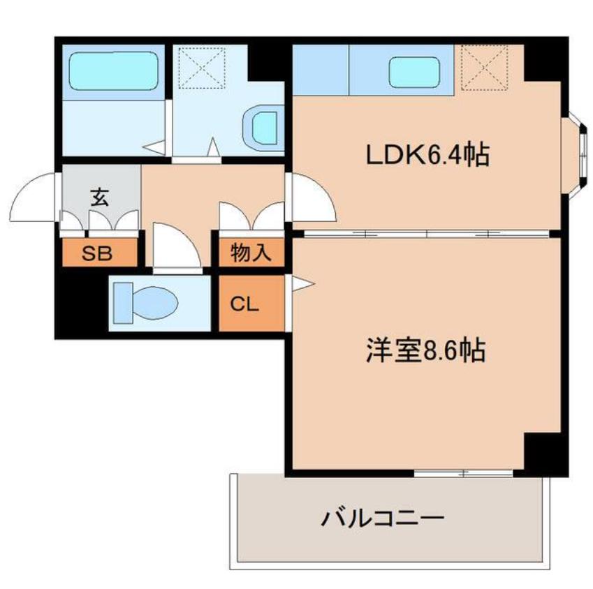 ベルソーレ木ノ下(1LDK/10階)の間取り写真