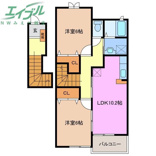 グランメゾンI(2LDK/2階)の間取り写真