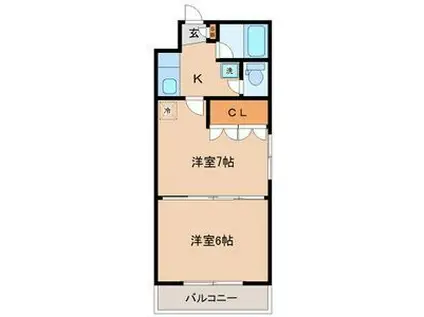 イーグルハイツ錦町(2K/2階)の間取り写真
