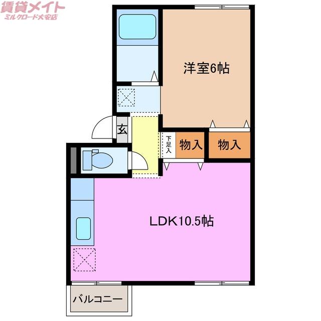 さくら荘 B(1LDK/1階)の間取り写真