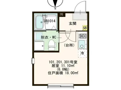 ハーモニーテラス北小岩XVII(ワンルーム/1階)の間取り写真
