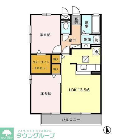 ロイヤルガーデンII(2LDK/1階)の間取り写真