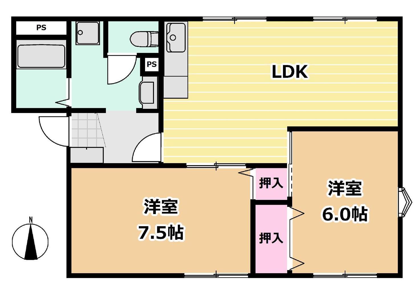 フローラルハイツKIZAKI(2LDK/1階)の間取り写真