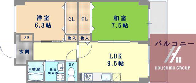 ハイツ天王寺1号館(2LDK/4階)の間取り写真