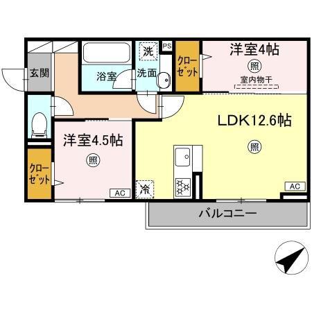 M・K・K 高峰町(2LDK/3階)の間取り写真