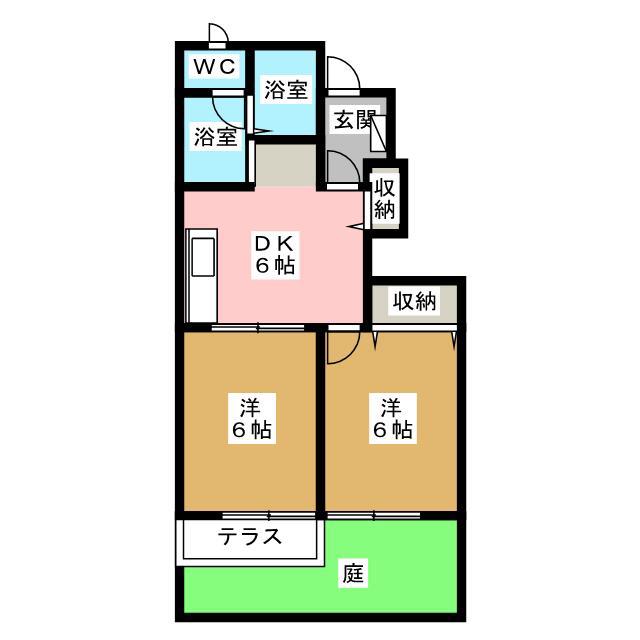 サラスワティB(2DK/1階)の間取り写真