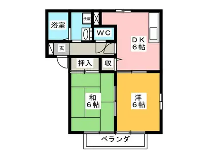 アダマンテピノB(2DK/2階)の間取り写真