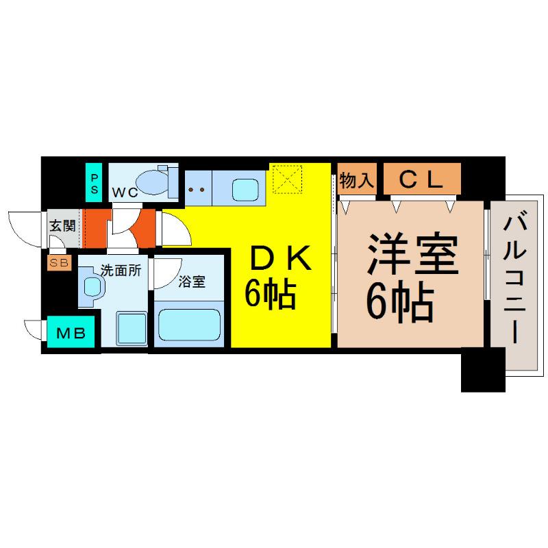 MONYOIE(1DK/5階)の間取り写真