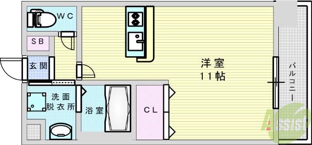 アバンティ淡路(ワンルーム/7階)の間取り写真