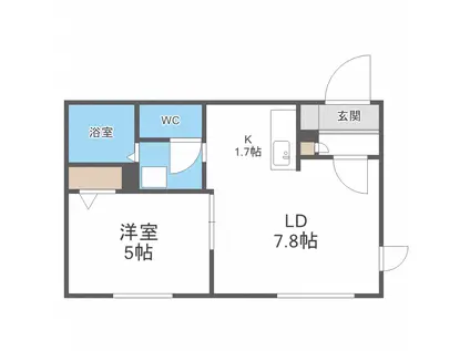 コローレN13W15(1LDK/1階)の間取り写真