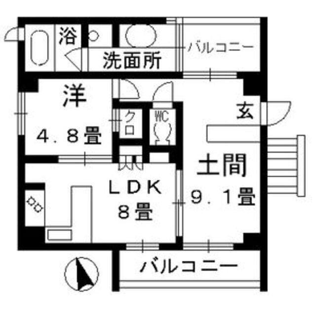 パークホームズ覚王山ウエスト(1LDK/2階)の間取り写真