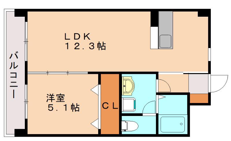 クラジューペール(1LDK/6階)の間取り写真