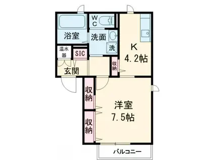 シャロームII(1K/2階)の間取り写真