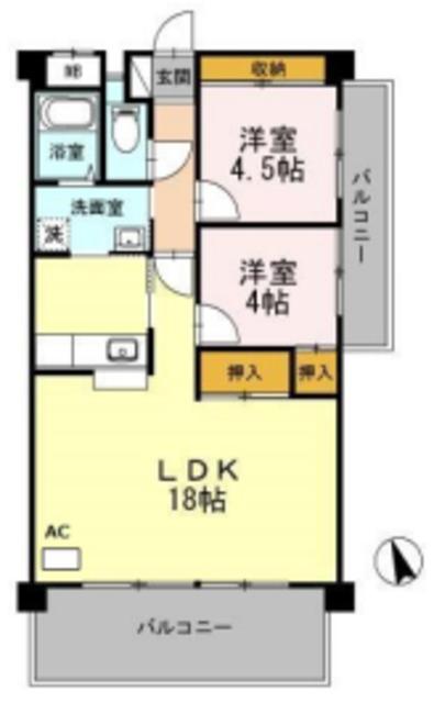 ロゼオパラッツオ(2LDK/2階)の間取り写真