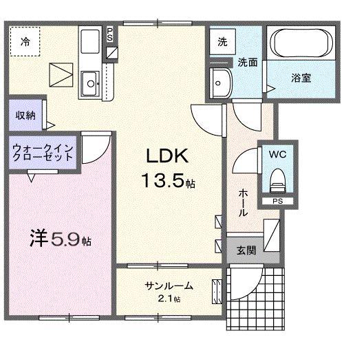 グラン ヴェール(1LDK/1階)の間取り写真