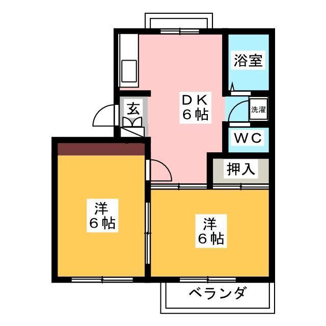 メゾンフロール(2DK/2階)の間取り写真